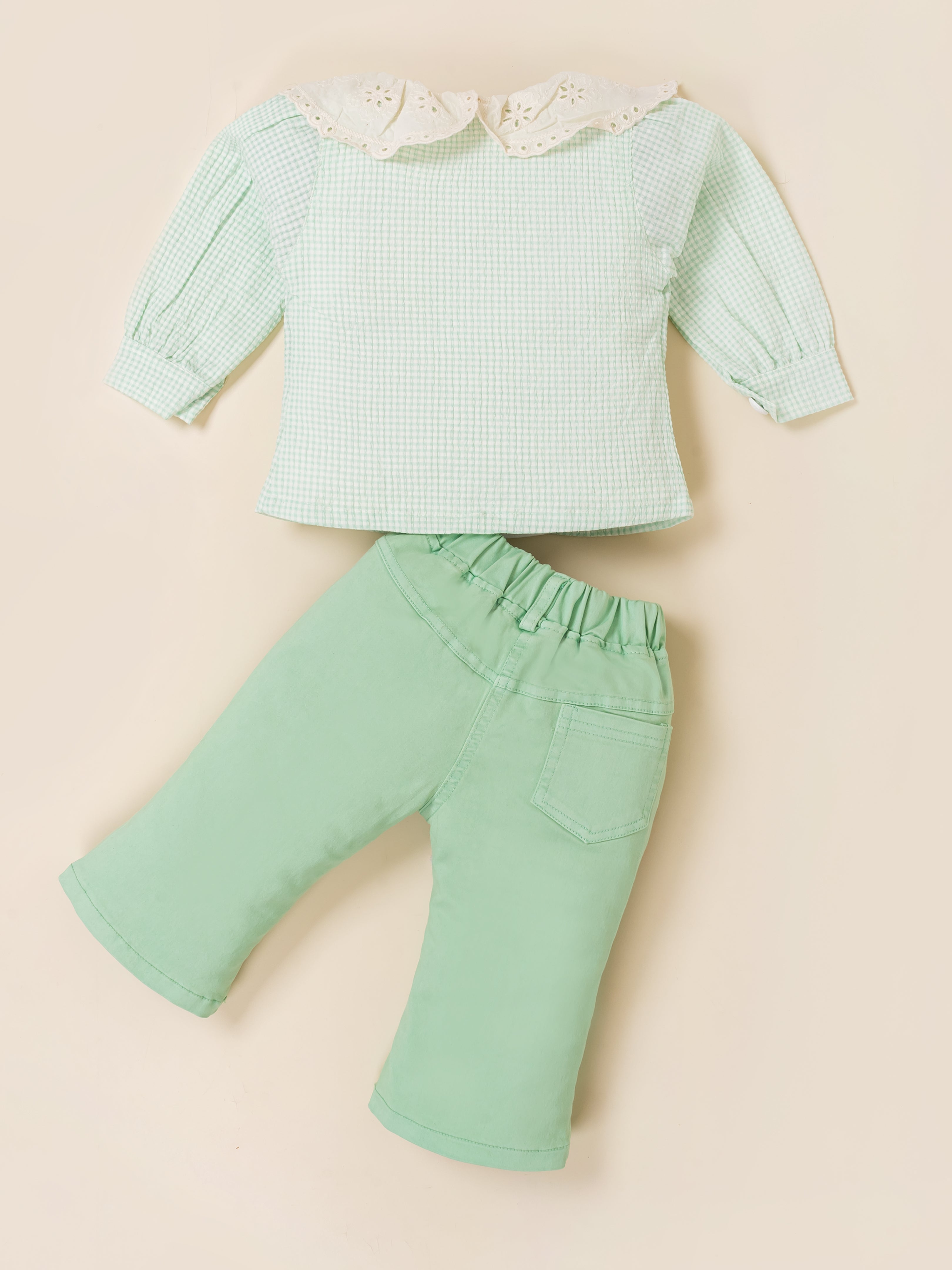 Girls Jacket, Sleeveless Top & Wide Leg Pants Set