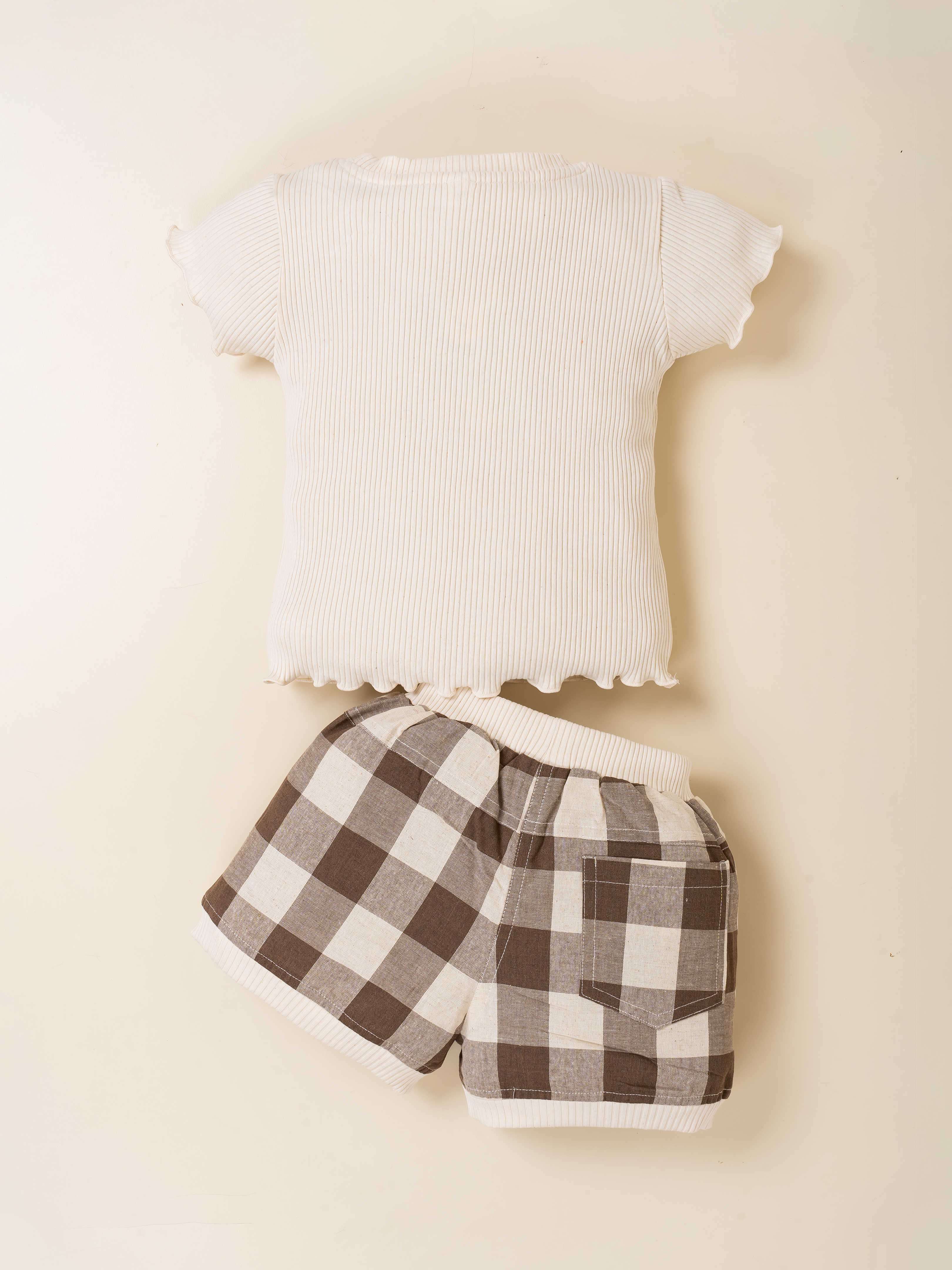 Baby Girl Softtouch Knit Top & Woven Check Shorts 2-Piece Set