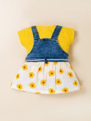 Baby Girl Top & Denim Dungaree Dress Set