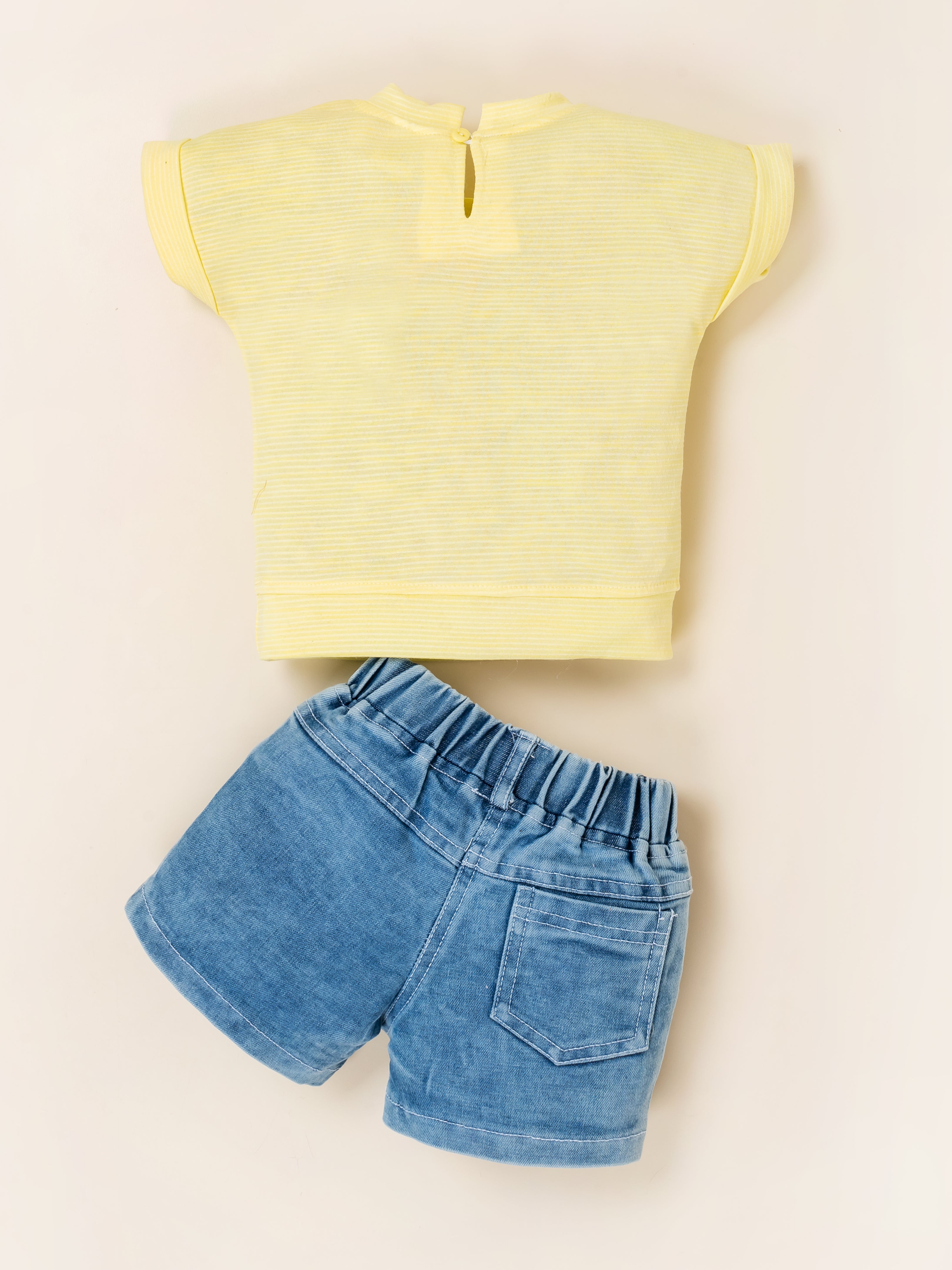Girls Top with Denim Shorts Clothing Set