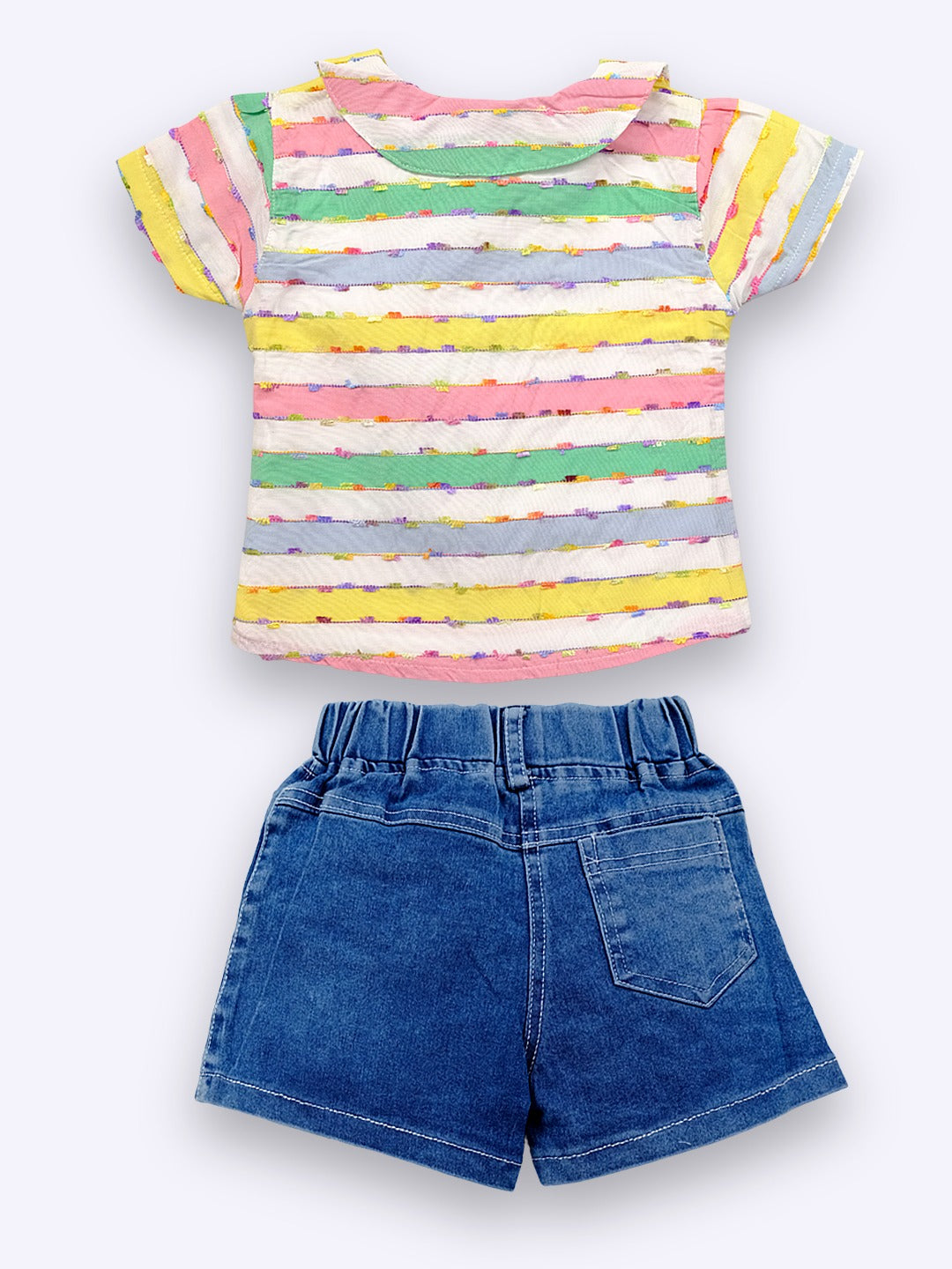 Girls Pure Cotton Collar Shirt With Short