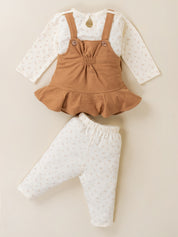 Dungaree with Printed Top & Pants Set