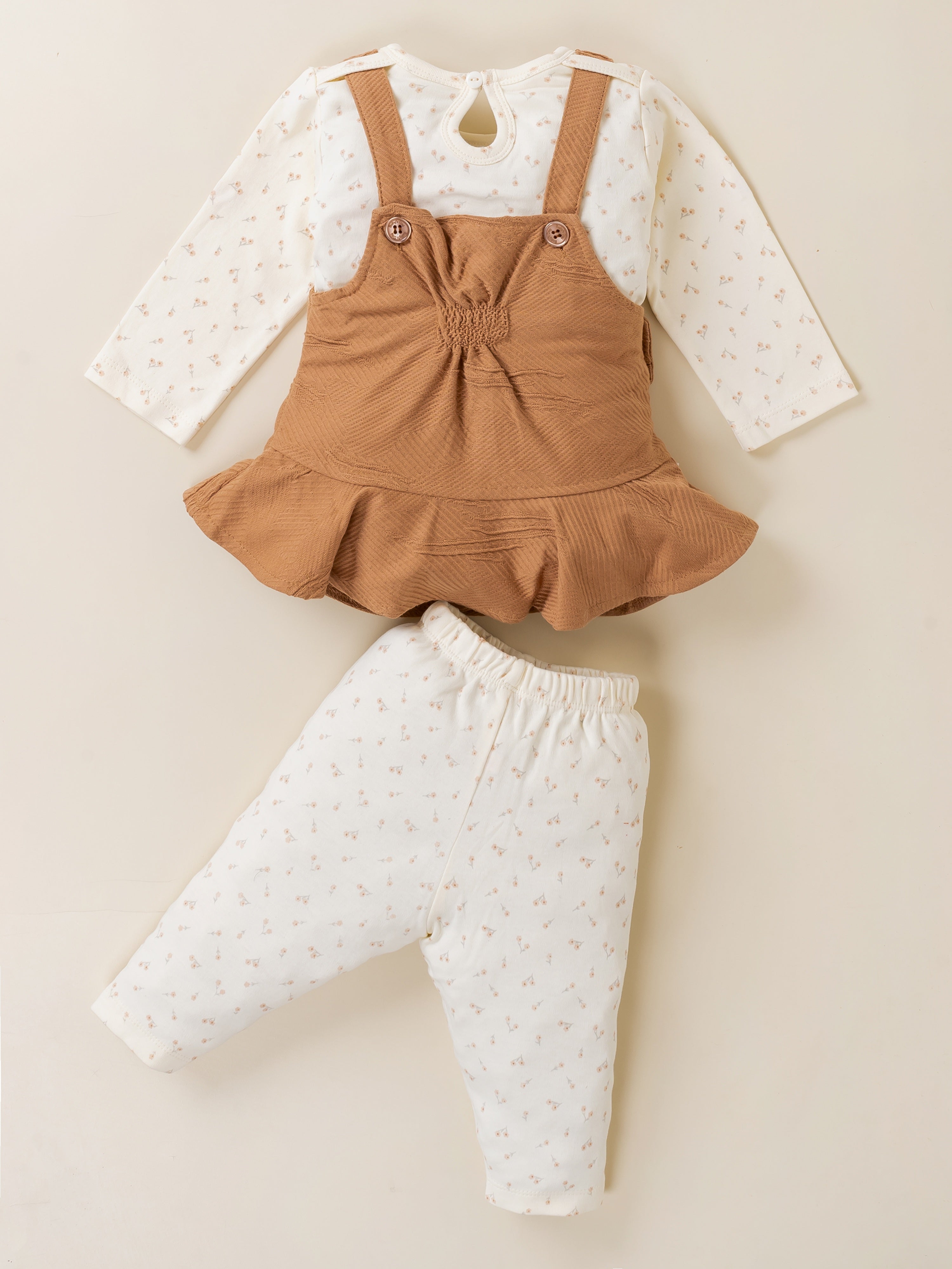 Dungaree with Printed Top & Pants Set