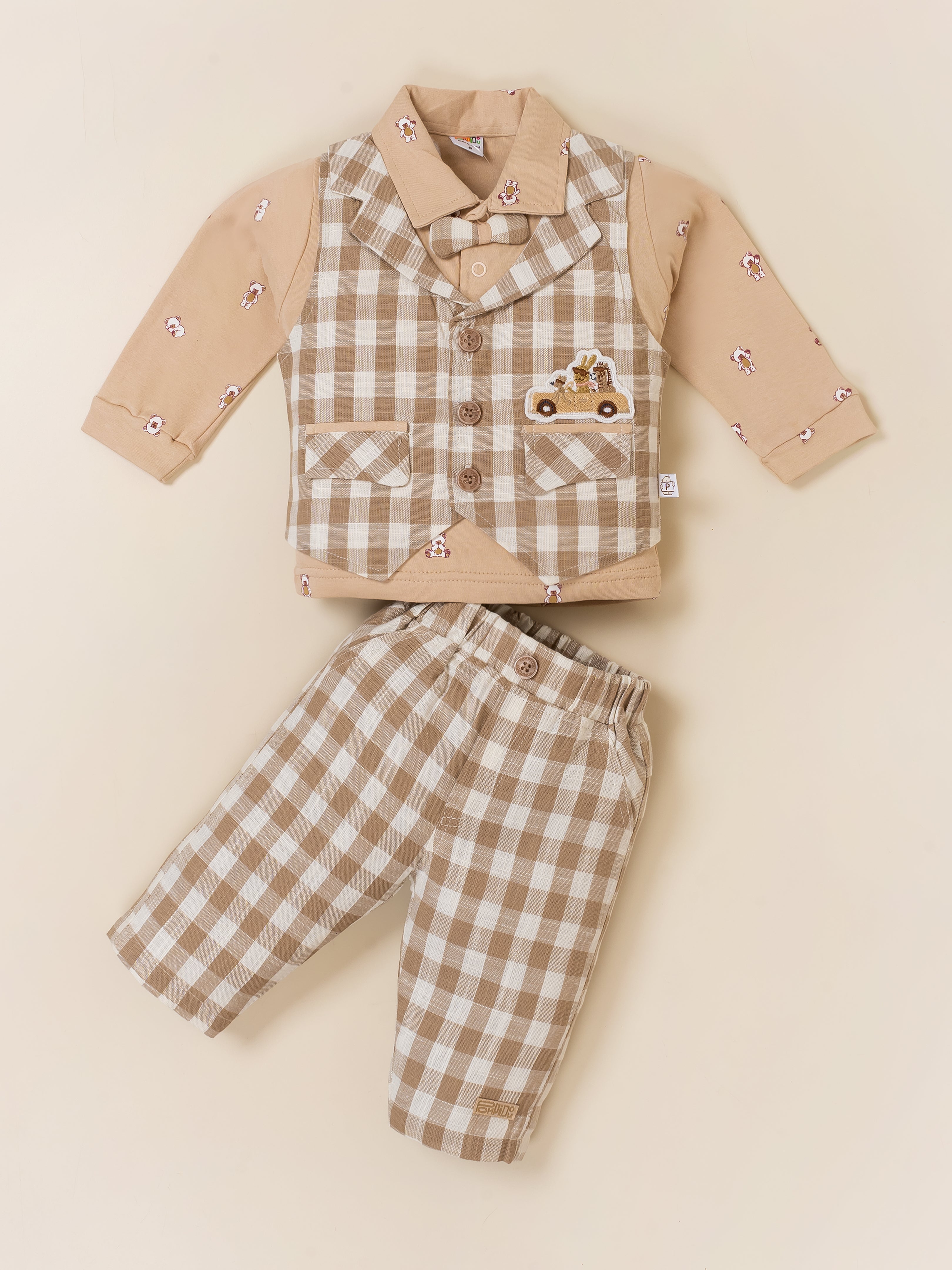 Baby Boys 3-Piece Checked Party Suit