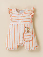 Baby Girls Striped Bunny Jumpsuit Dress