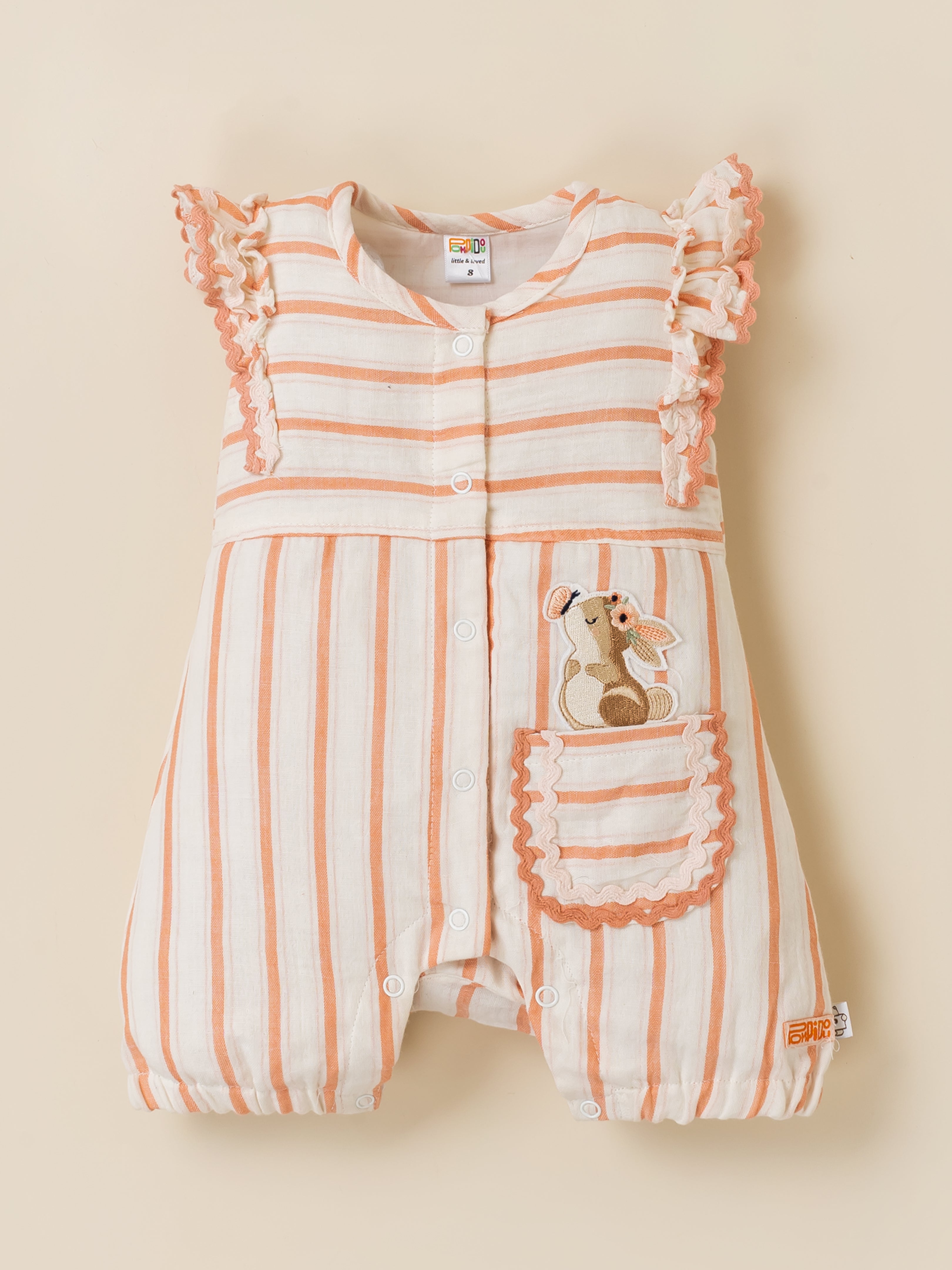 Baby Girls Striped Bunny Jumpsuit Dress