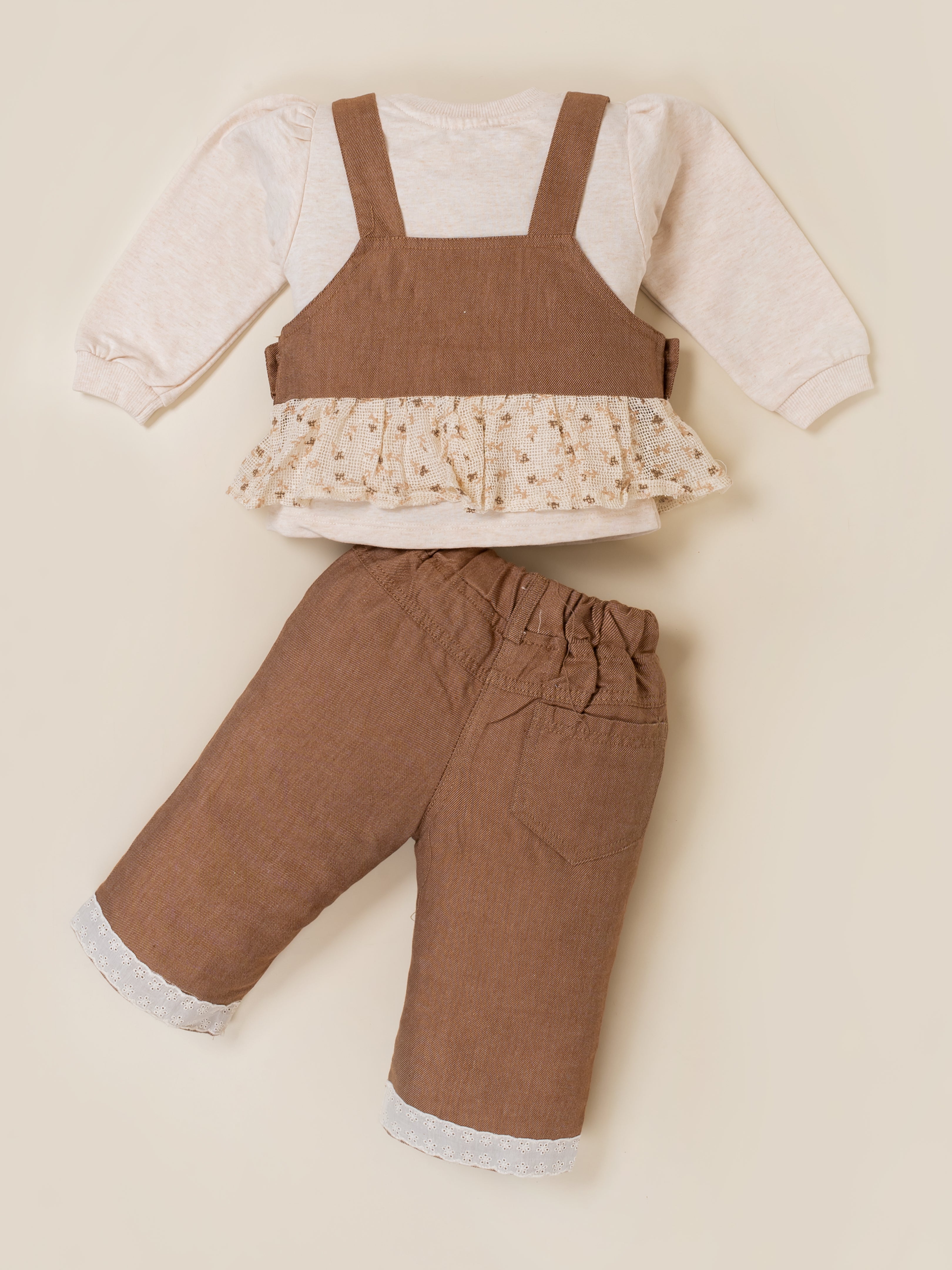Girls Top and Wide Leg Pant with Sleeveless Overlay