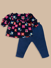 Baby Girls Casual Floral Printed Full Top & Pant