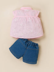 Baby Girls Shirt & Denim Shorts Outfit Set