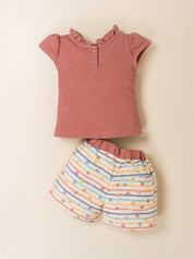 Baby Girl Cord Top & Printed Shorts Set