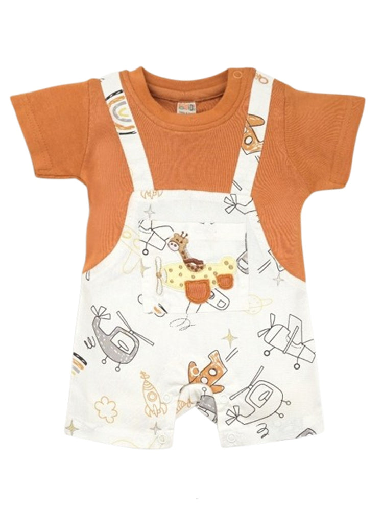 Pompidou Printed Romper Jacket Set For Baby Boys