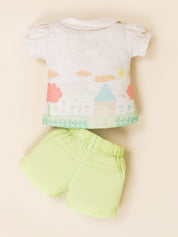 Baby Girls Printed Shirt & Shorts Outfit