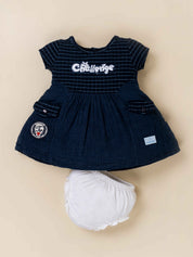 Girls' Indigo Knitted Frock with Matching Panty