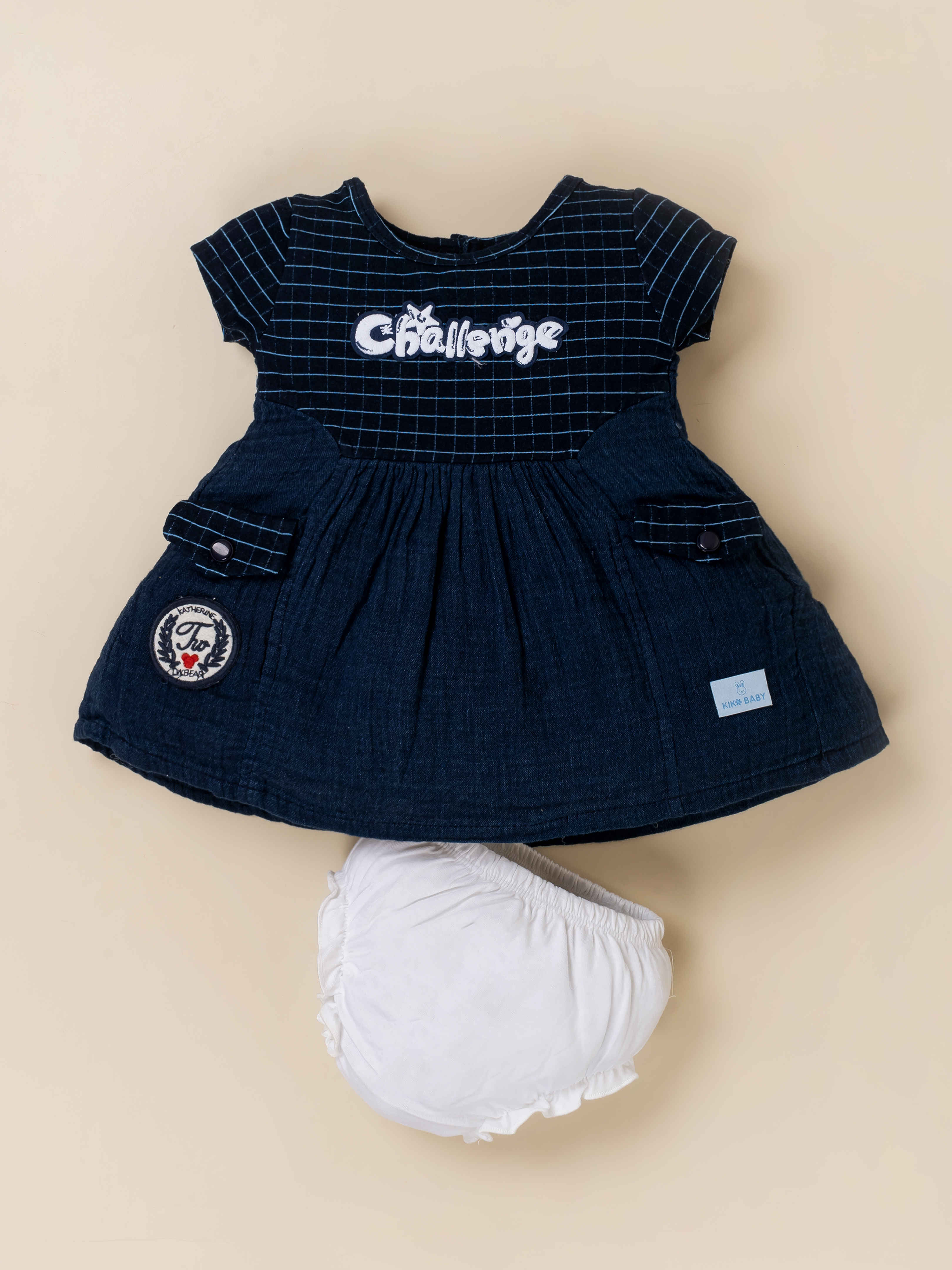 Girls' Indigo Knitted Frock with Matching Panty