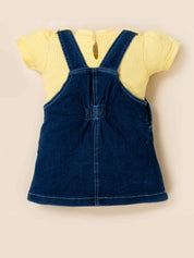 Girls Flower Denim Dungaree Dress