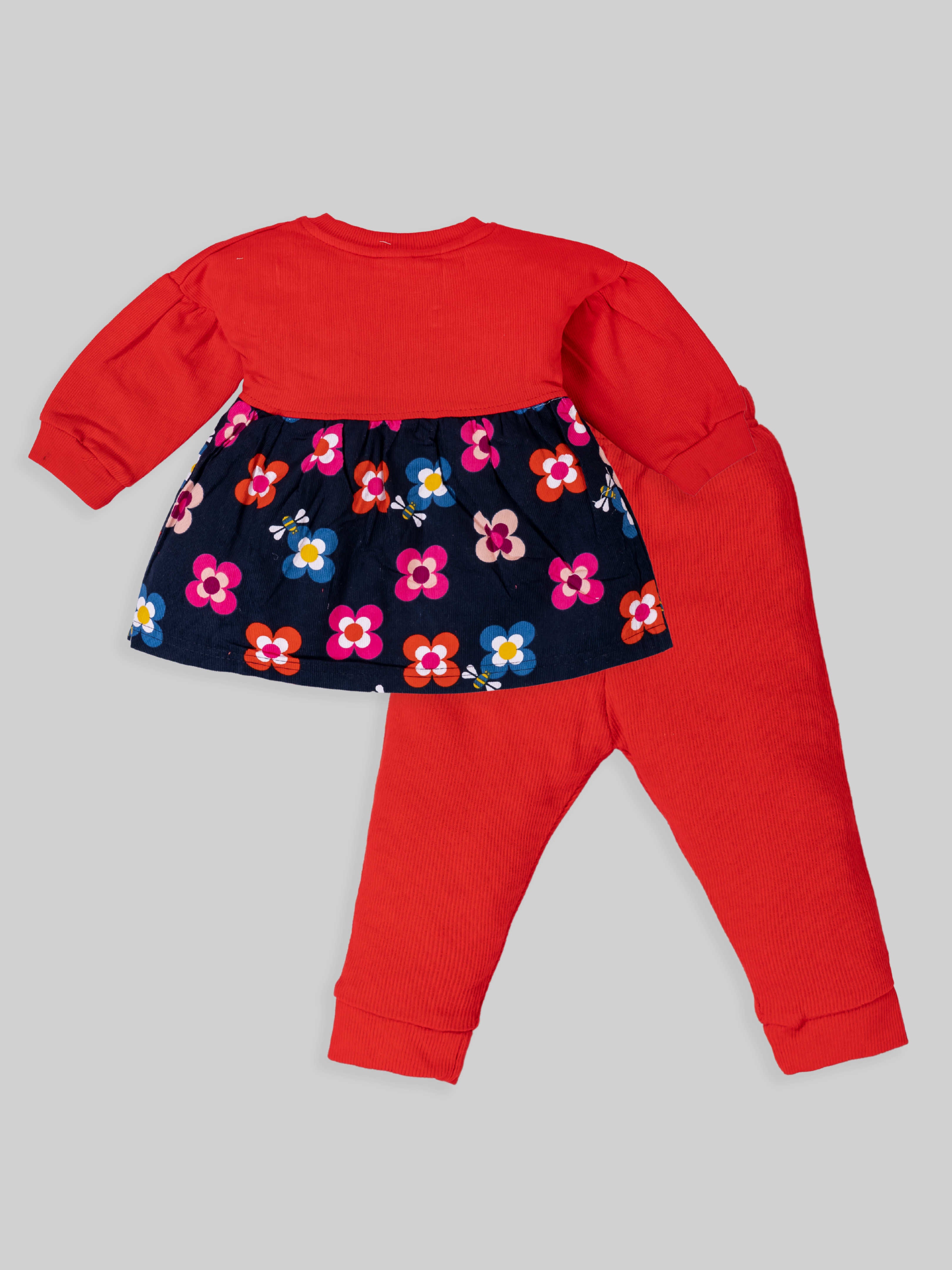 Baby Girls Casual Floral Printed Full Top & Pant