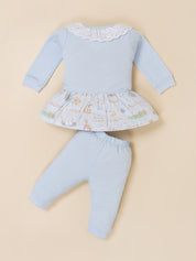 Baby Girls Full Sleeve Frock Top & Bottom Set