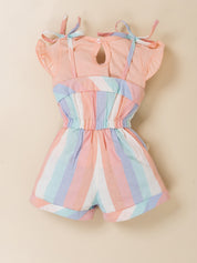 Girls Striped Dungaree Romper with Inner Top