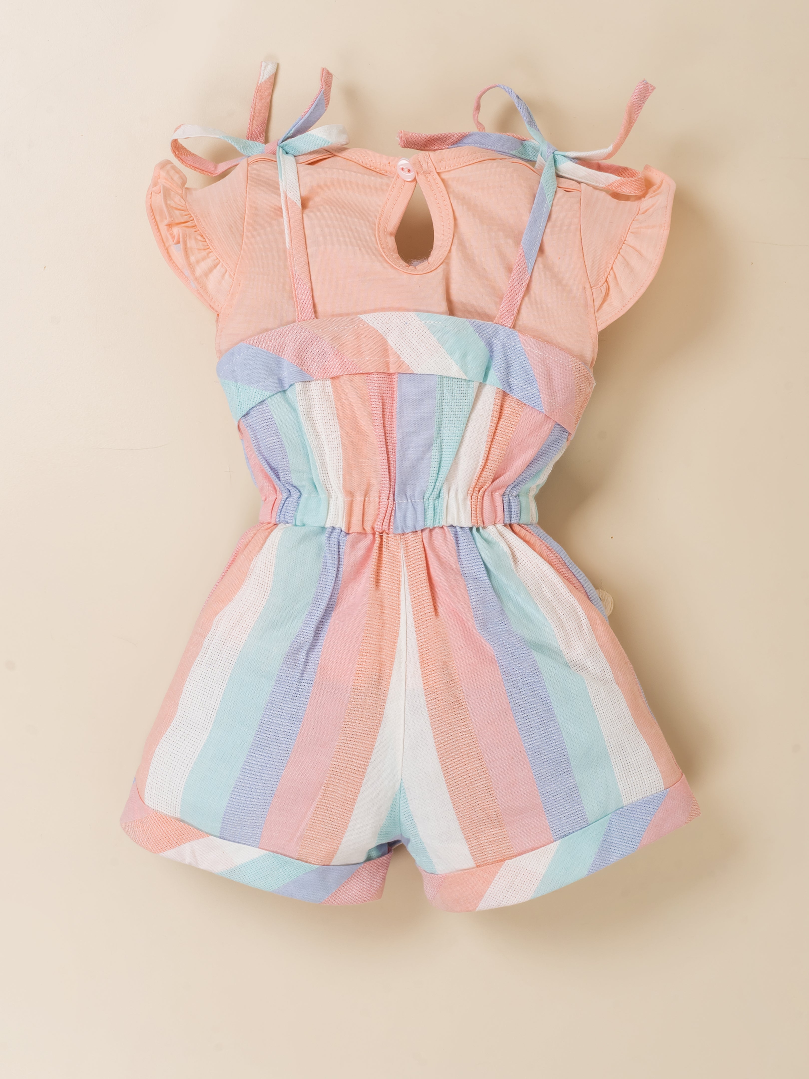 Girls Striped Dungaree Romper with Inner Top