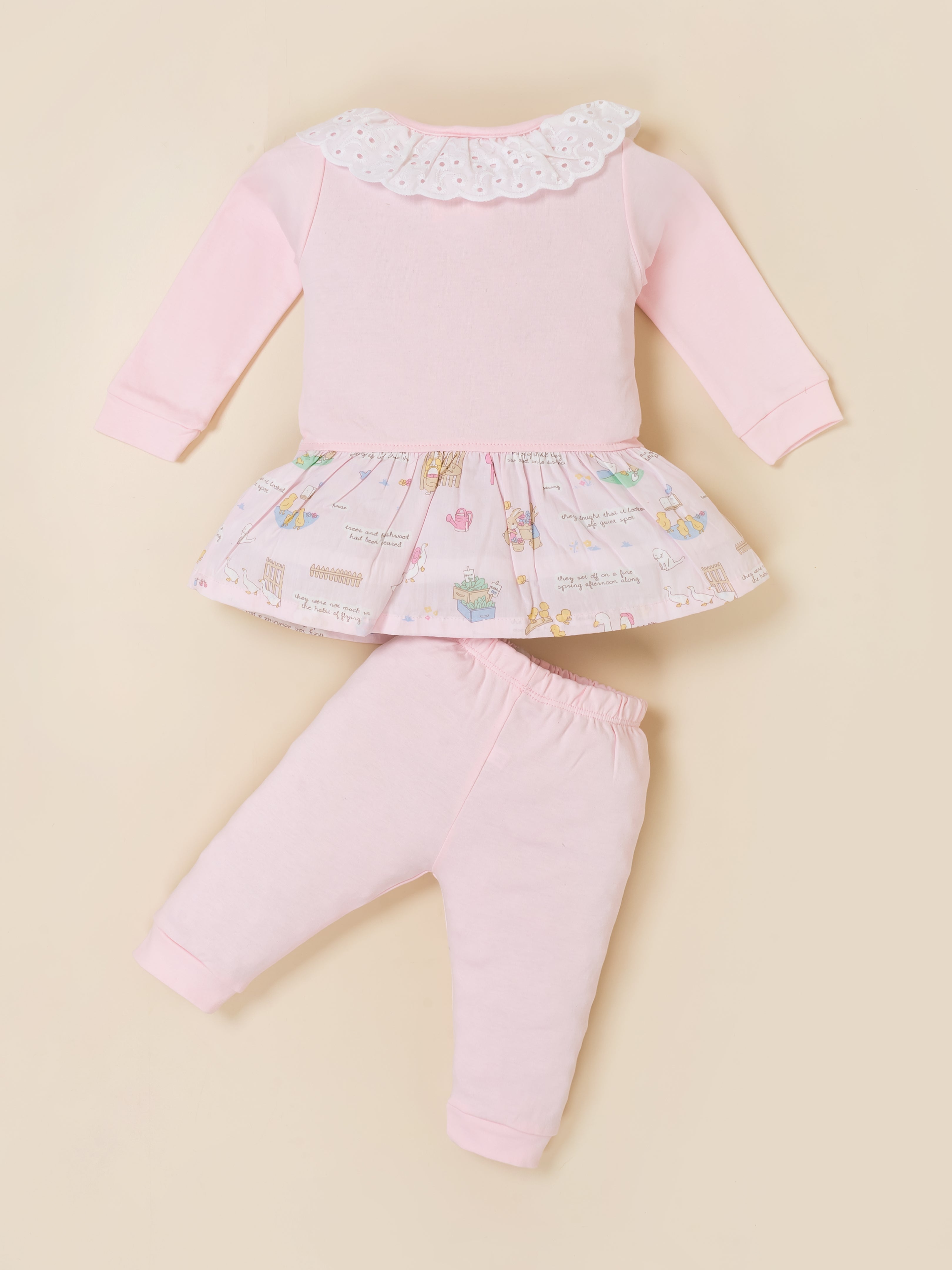 Baby Girls Full Sleeve Frock Top & Bottom Set