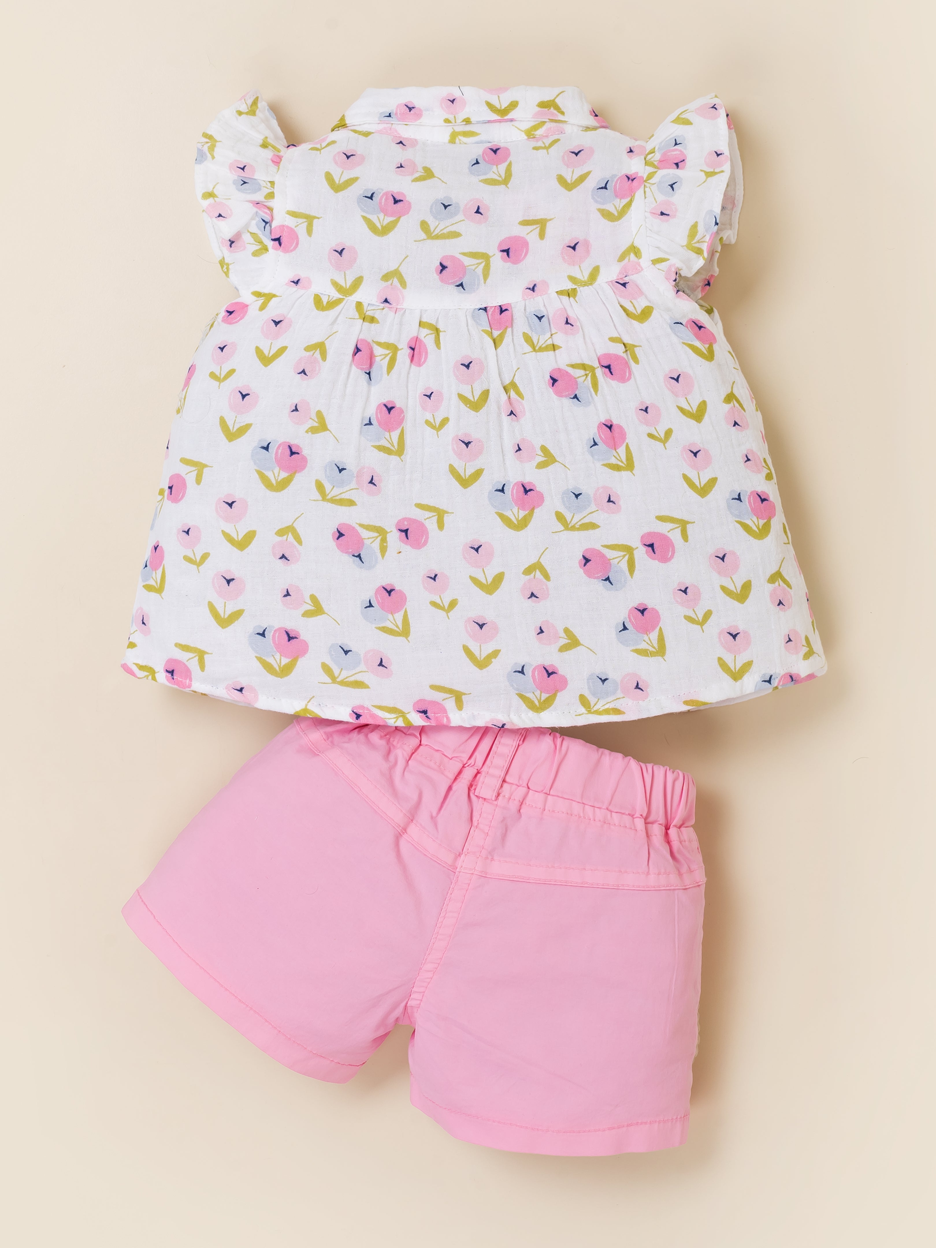Baby Girls Collar Top and Shorts Clothing Set