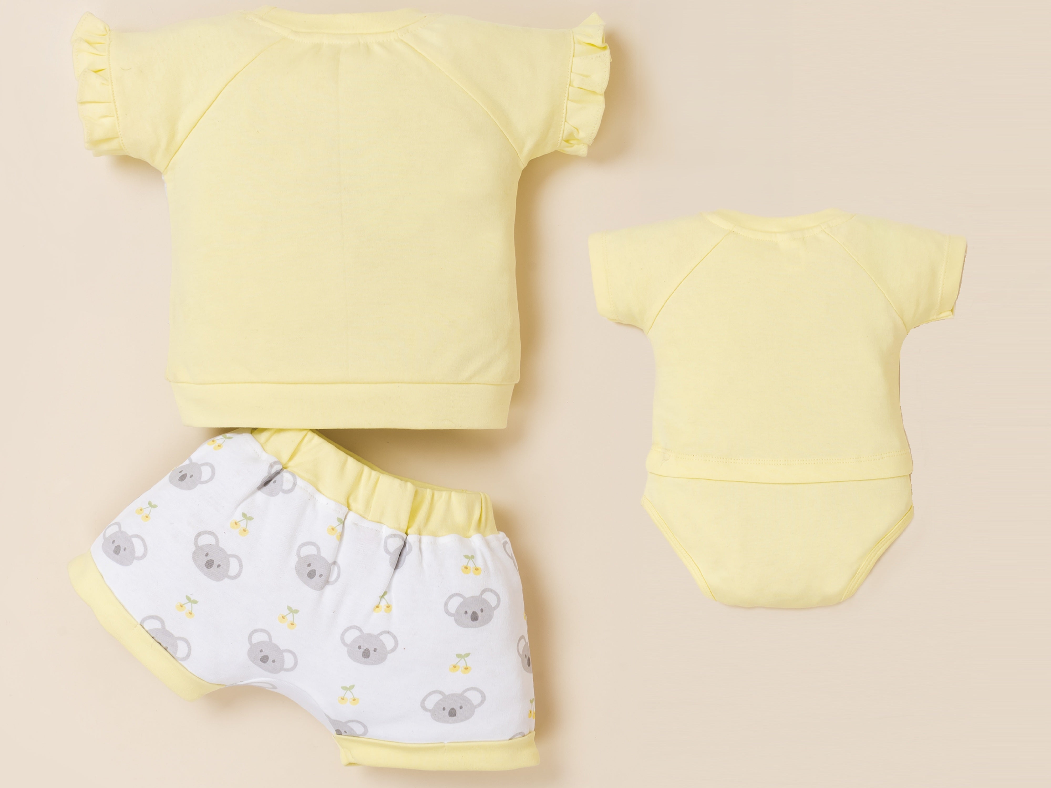 Baby Girl Clothing Set with Top, Shorts & Bodysuit