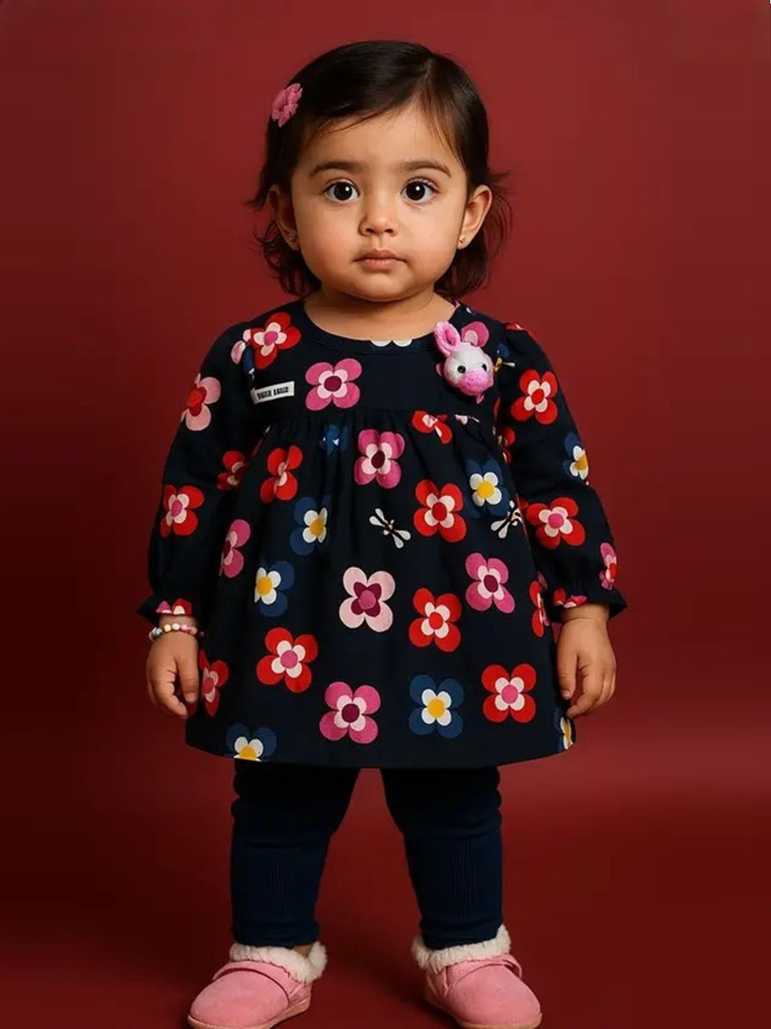 Baby Girls Casual Floral Printed Full Top & Pant
