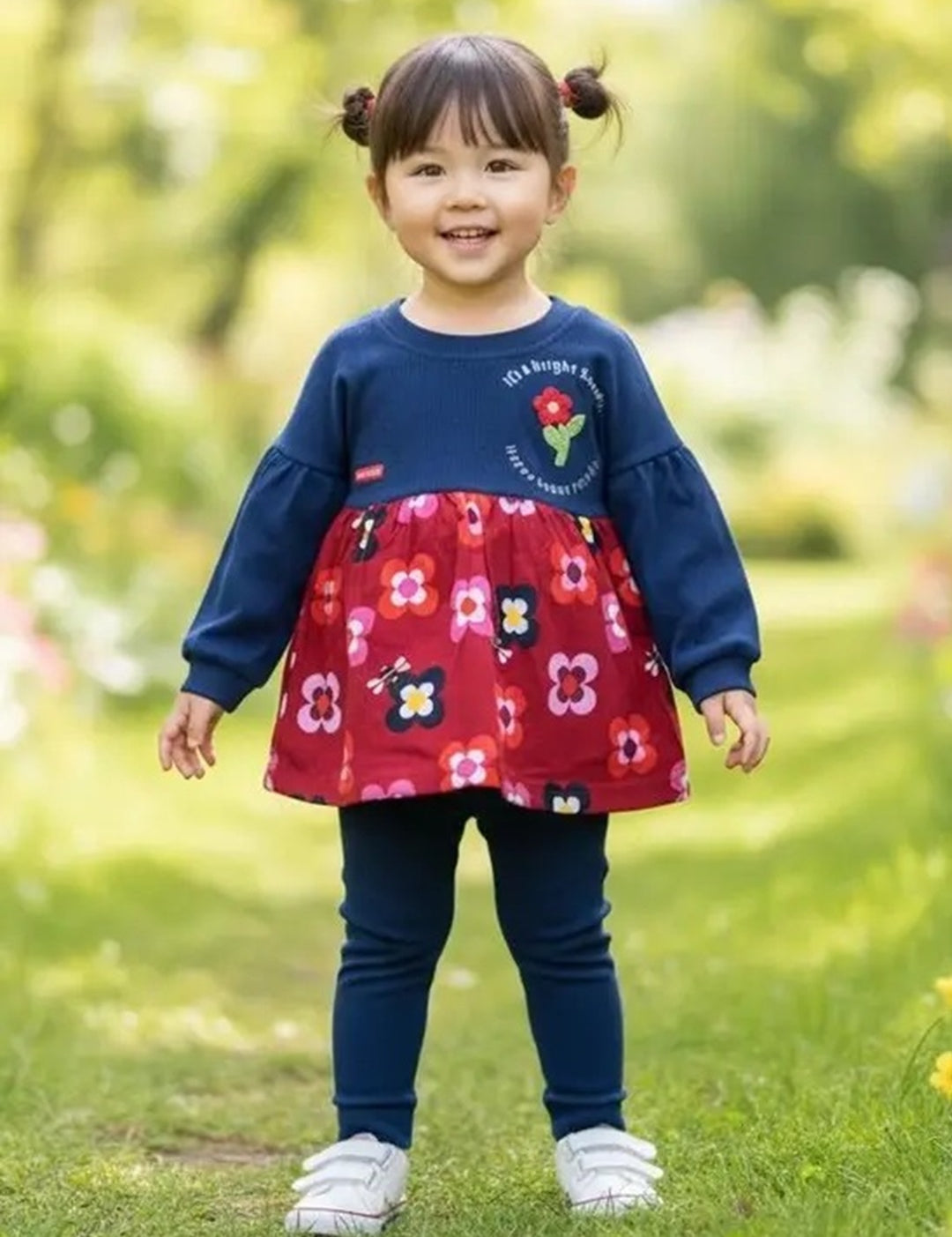 Baby Girls Casual Floral Printed Full Top & Pant