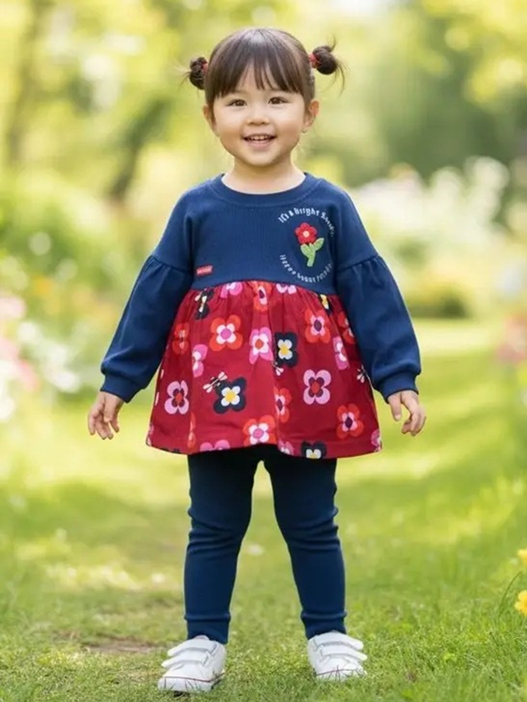 Baby Girls Casual Floral Printed Full Top & Pant
