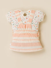 Baby Girls 2-Piece Striped Dungaree Dress & Floral Top Set