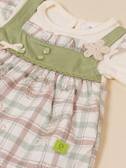 Baby Girls Checked Sleeveless Tunic Top & Bottom Set