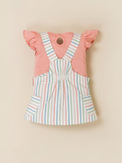 Baby Girls Sweet Bunny Pastel Stripe Overall Dress