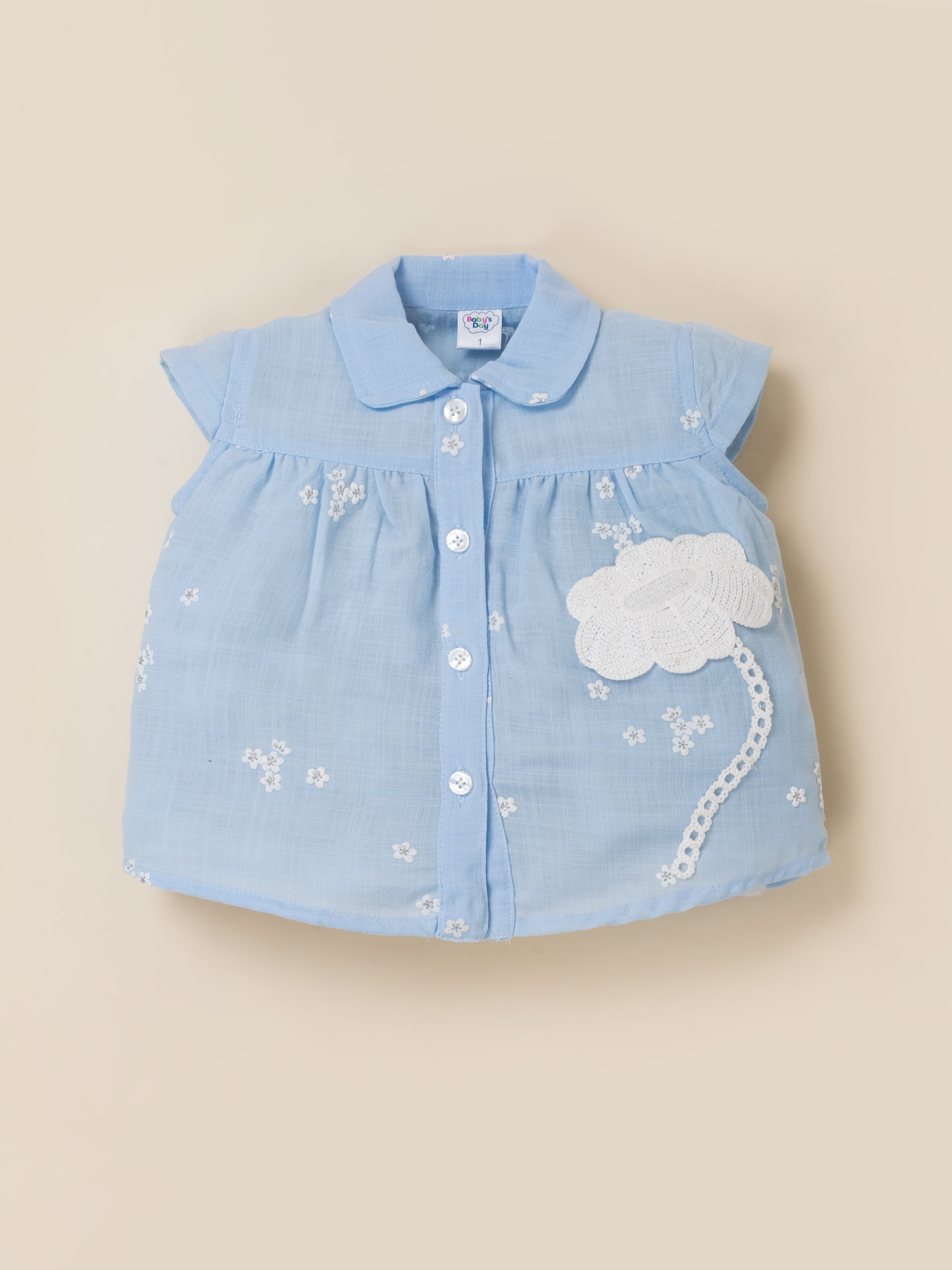 Baby Girls Shirt & Denim Shorts Outfit Set