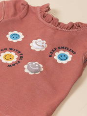 Baby Girl Cord Top & Printed Shorts Set