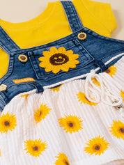 Baby Girl Top & Denim Dungaree Dress Set