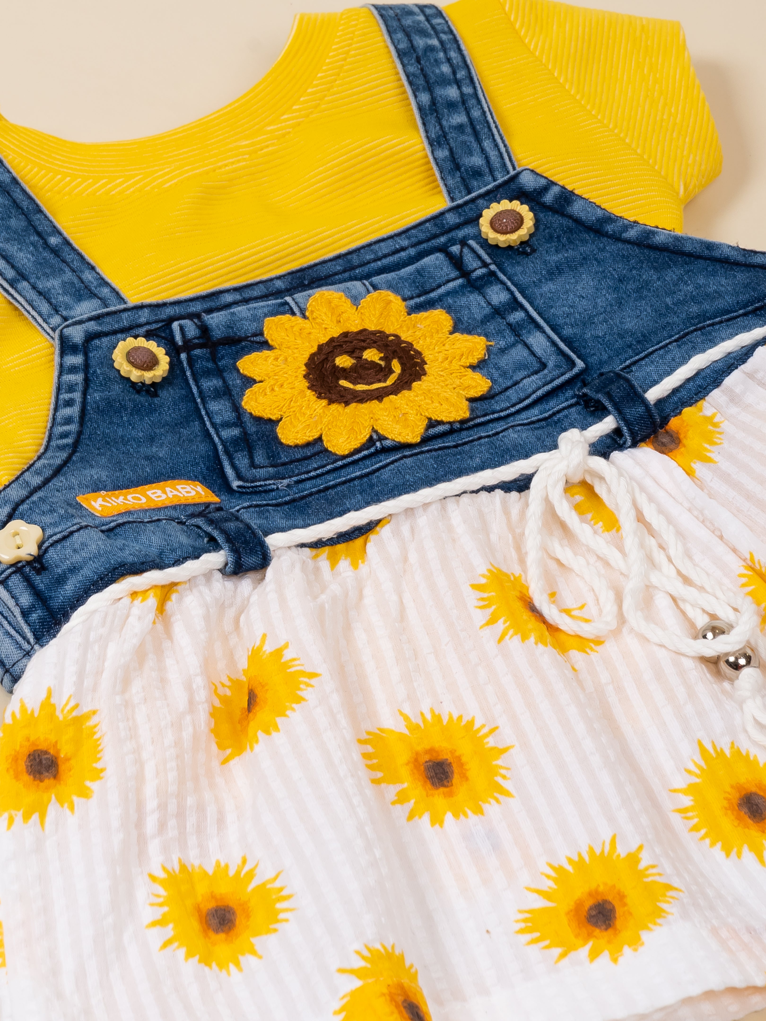 Baby Girl Top & Denim Dungaree Dress Set