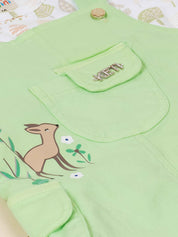 Girls Deer Print Dungaree Dress Set with T-Shirt