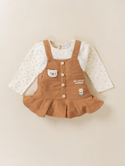 Dungaree with Printed Top & Pants Set