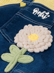 Girls Flower Denim Dungaree Dress
