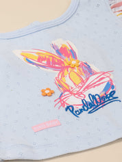 Girls Two-Piece Bunny Print Top & Striped Shorts Set