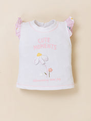Toddler Girls Printed Skirt with Applique Top Set