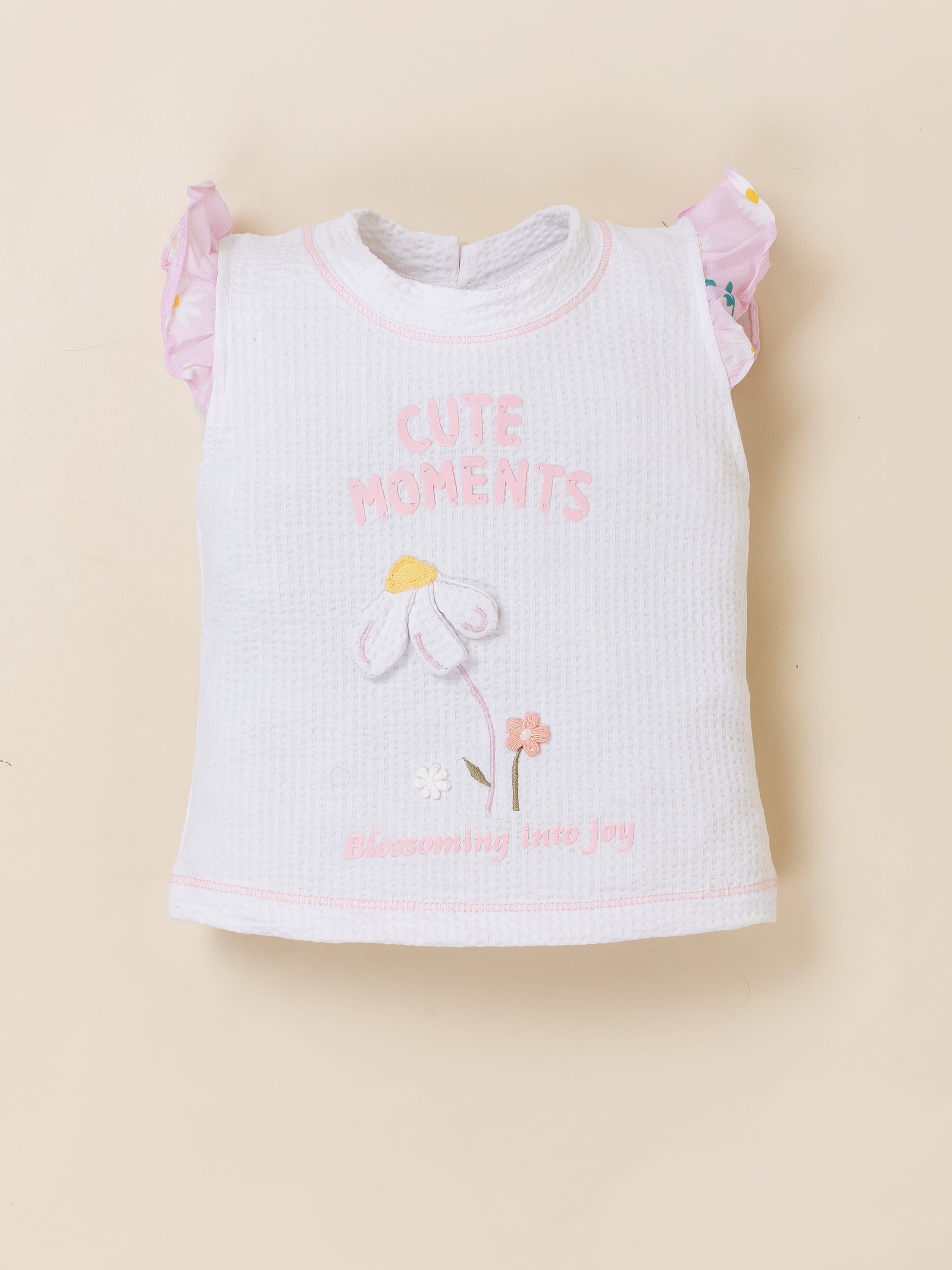 Toddler Girls Printed Skirt with Applique Top Set