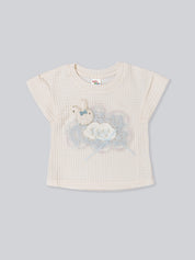 Girl’s Waffle Knit Top & Lace Ruffle Short Set