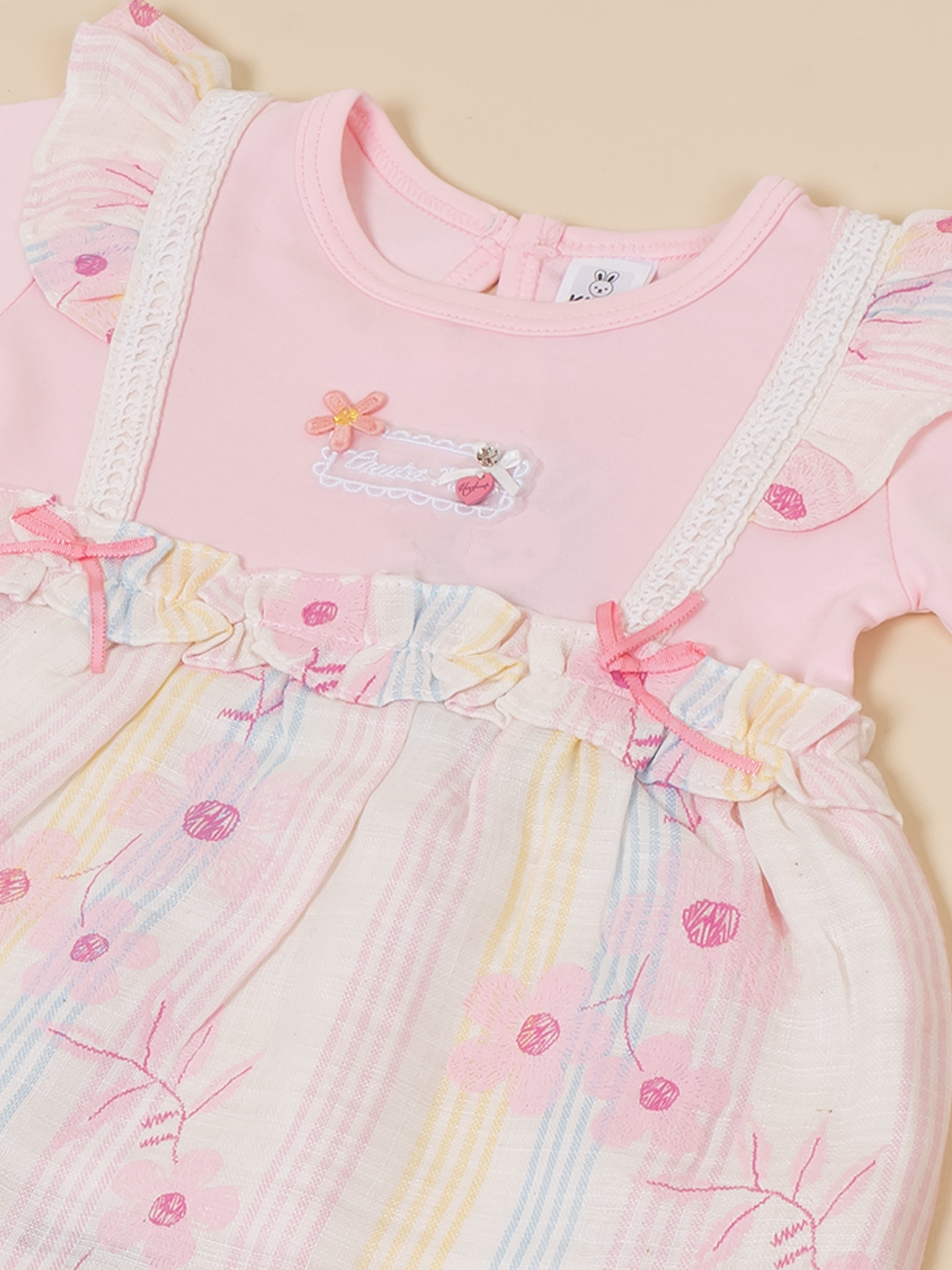 Baby Girls Floral Print Frock Top with Bottom Set