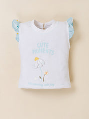 Toddler Girls Printed Skirt with Applique Top Set