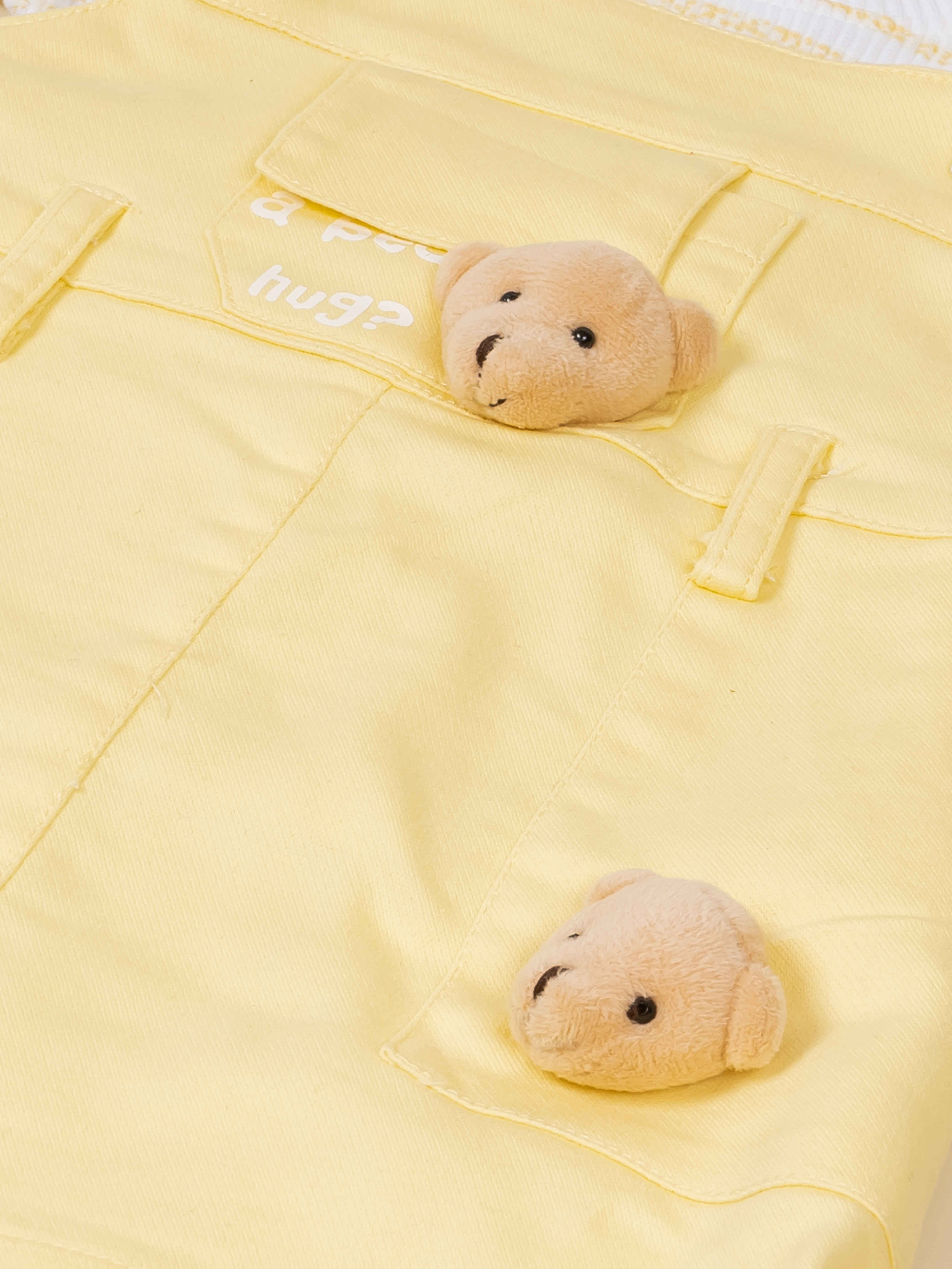 Girls Teddy Applique Dungaree Dress Set
