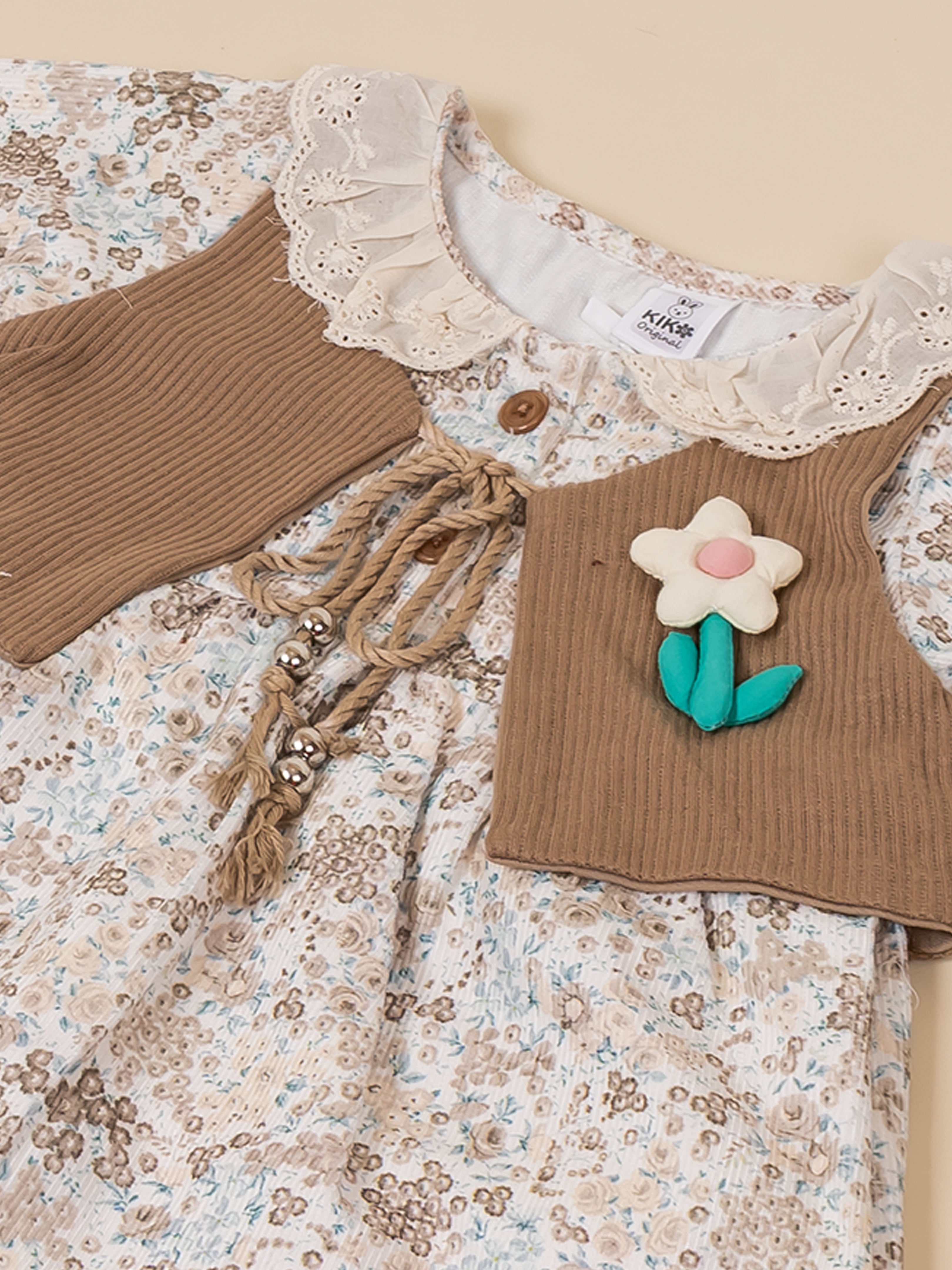 Baby Girls Floral Frock Top with Vest & Bottom Set