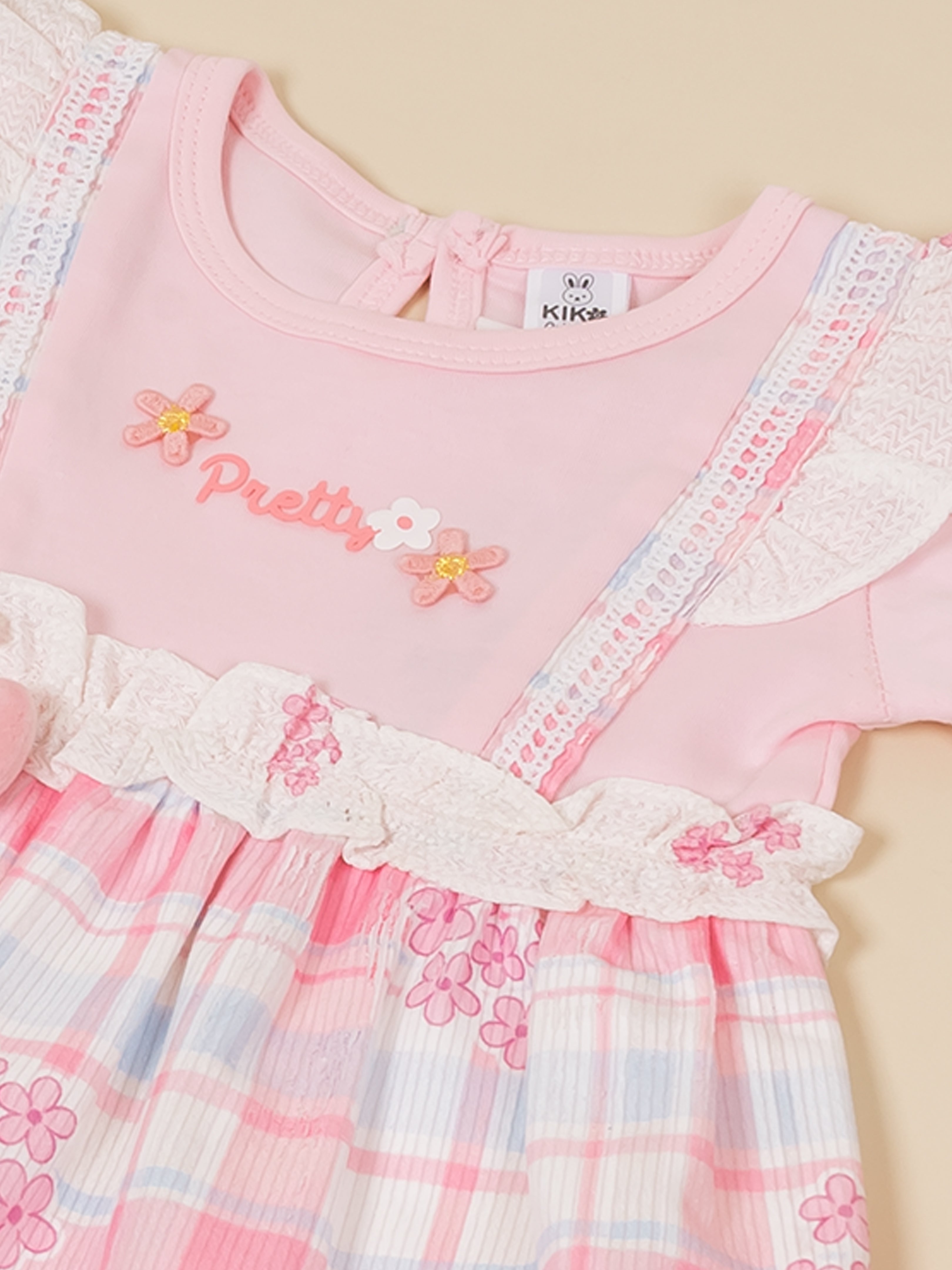 Baby Girls Plaid Frock Top with Leggings Set