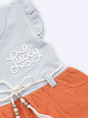 KIKO Infant Girls Striped Applique Fit & Flare Dress