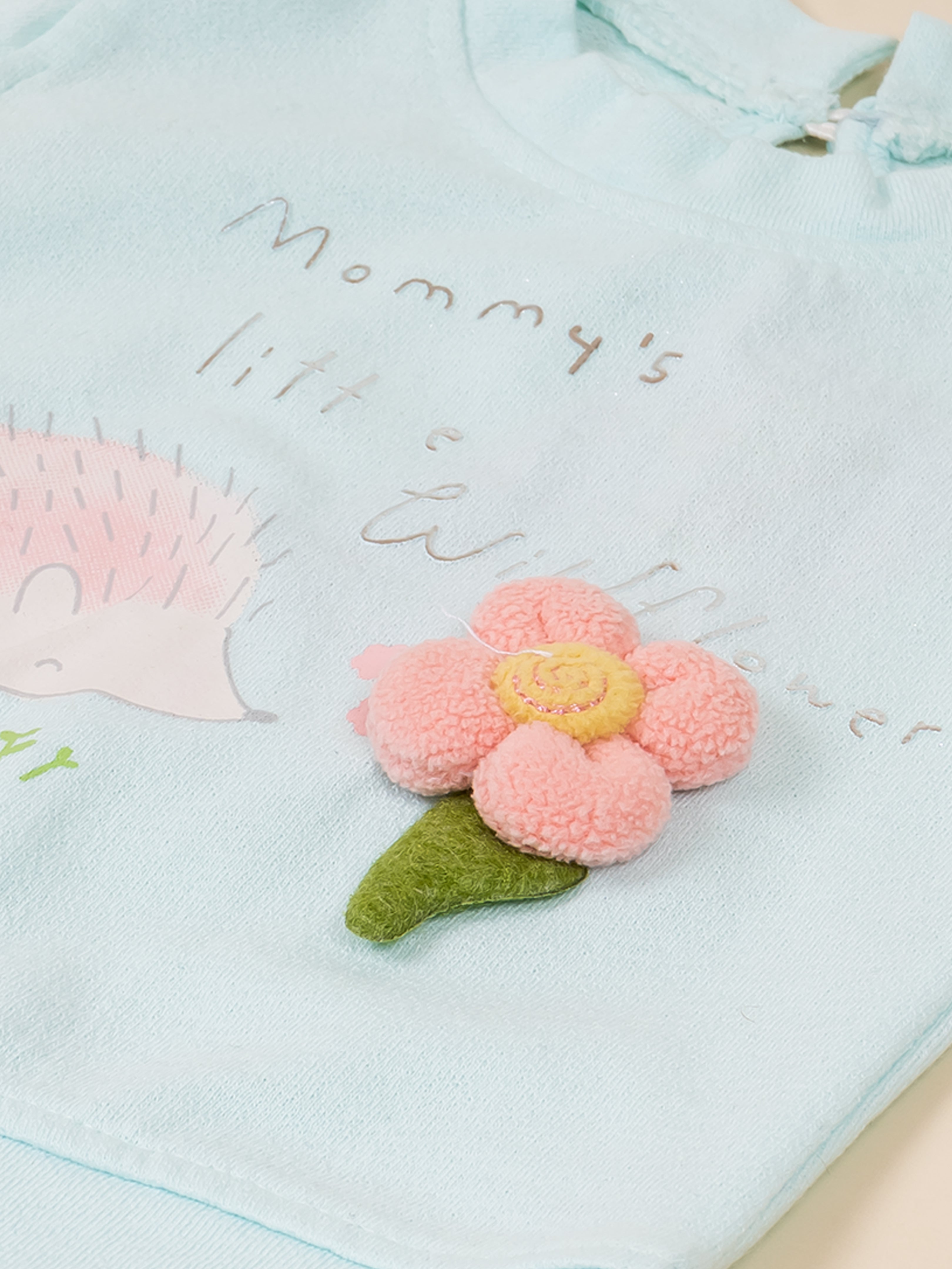 Floral Applique Top & Shorts Set for Girls